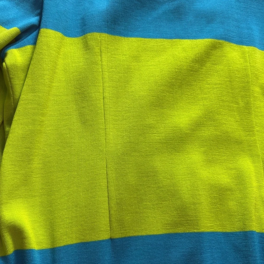 Exclusively Misook Blue and Lime Green Cardigan Sweater XL Vintage